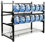 RXFSP 14 GPU Aluminum Open Air Miner Frame Mining Rig Case ETH BTC Ethereum Black