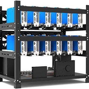 Bolixin Open Mining Rig Frame for 12 GPU Mining Case Rack Motherboard Bracket ETH/ETC/ZEC Ether Accessory Tool 3 Layers