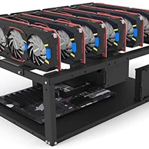 Huohua Graphics Cards Holder for 6 GPU and 8 GPU Mini Case Rack Motherboard Bracket Ether Accessory Tool, Mining Rig, Steel Open Air Miner Mining Frame Rig Case