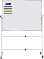 48"x36" Mobile Whiteboard Magnetic Dry Erase Board on Wheels Adjustable Height and Angle Portable Rolling White Boards for School, Office, Home