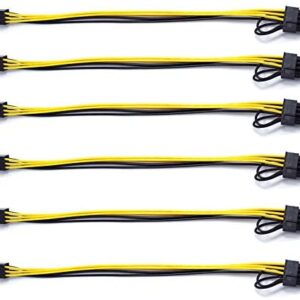 Endlesss 6 Pin Male to 8 Pin (6+2) Male PCIe Adapter Power Cable PCI Express Extension Cable 12.5 Inches (6 Pack)