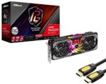 ASRock AMD Radeon RX 6800 Phantom Gaming D Overclocked Graphics Card 16GB GDDR6 PCI Express 4.0 x16 AMD RDNA 2 Polychrome SYNC 1x HDMI 2.1 VRR 3X DisplayPort 1.4 with DSC w/ Mytrix HDMI Cable