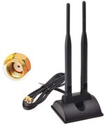 Eightwood Dual WiFi Antenna with RP-SMA Male Connector, 2.4GHz 5GHz Dual Band Antenna Magnetic Base for PCI-E WiFi Network Card USB WiFi Adapter Wireless Router