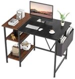 Home Office Computer Desk 39 inch Study Writing Desk with Wooden Storage Shelf 2-Tier Industrial Morden Laptop Table with Splice Board