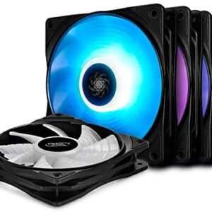 DEEPCOOL RF120M 5IN1, 5x120mm RGB PWM Fans with 2 Fan Hubs, Compatible with ASUS Aura Sync, Controlled by Motherboard with 12V 4-pin RGB Header, No Wired Controller