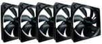 Apevia CF512S-BK 120mm 4pin & 3pin Black Silent Case Fan (5-pk)