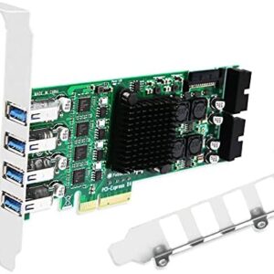 FebSmart 4 Channel 8 Ports PCI Express Superspeed USB 3.0 Card,4 Dedicated 5Gbps Channels 20Gbps Total Banwidth,Build in Self-Powered Technology,No Need Additional Power Supply (FS-4C-U8S-Pro)