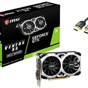 MSI NVIDIA GTX 1650 D6 Ventus XS Overclocked Graphics Card 4GB GDDR6 PCIe 3.0 x 16 Dual-Fan 1x DL-DVI-D 1x HDMI 2.0b 1x DisplayPort 1.4a w/ Mytrix HDMI 2.1 Cable(4k@120Hz/8K@60Hz)