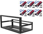 Tigology Steel Open Air Miner Stackable Mining Frame Case Rig, 6GPU/ 8GPU for Crypto Coin Mining Frame Rack w/ 6-Pack Tigology VER 009S PCIE Riser