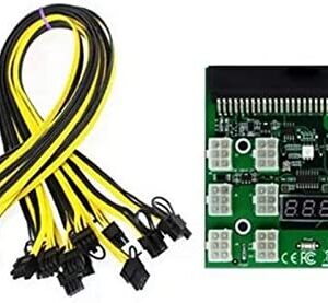 Lopbinte Power Module Breakout Board Kit with 12 6Pin to 6 + 2 8Pin Power Cords for 1200W 750W PSU GPU Mining Ethereum Green