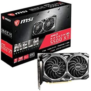 MSI Gaming Radeon RX 5500 XT Boost Clock: 1845 MHz 128-bit 4GB GDDR6 DP/HDMI Dual Torx 3.0 Fans Freesync VR Ready Graphics Card (RX 5500 XT MECH 4G OC) (Radeon RX 5500 XT MECH 4G OC) (Renewed)