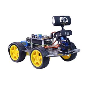 DS Wireless WiFi/Bluetooth Smart Robot Car Kit for Raspberry pi 4B(2GB), Remote Control Hd Camera 16G SD Card Robotics Smart Educational Toy Controlled by iOS Android App PC Software with Source Code