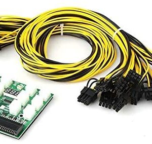 Mining Power Supply 12V GPU/PSU Breakout Board + 12pcs 16AWG PCI-E 6Pin to 6+2Pin Cables Connectors Modules CE