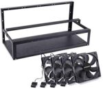 VELIHOME Mining Frame,Mining Rig Case Frame,GPU Mining Rig Steel Open Air Frame Mining,Mining Frame Rig Case Up to 6 GPU for Crypto Coin Currency Mining (Small&4pcs Fan, Black)