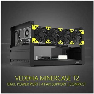 RXFSP 6/8 GPU Aluminum Stackable Open Air Mining Computer Frame Rig Ethereum Veddha (6GPU-T2)