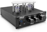 Bluetooth Tube Amplifier Stereo Receiver - 600W Home Audio Desktop Stereo Vacuum Tube Power Amplifier Receiver w/ 2 Vacuum Tubes, AUX/MP3/Microphone Inputs, Pure Copper Speaker Output - Pyle PVTA20