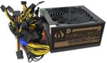 HVVH 20+4 Pin Silent Noise Reduction Miner/PC GPU ATX 1600W Power Supply 87 Plus Gold Designed for US Voltage 110V 1600w Mining ETH PSU Max Support 8 Graphics with 1.5m US Plug Adapter Cable