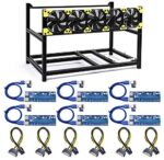 Ethereum Mining Rig Frame 6 GPU with 5 Fans and 6 Adapter for Ethereum(ETH,ETC)/ZCash(ZEC)/Monero(XMR)/Bitcoin(BTC)/Siacoin(SC)(6GPU-V3C+5Fans+6Adapter)