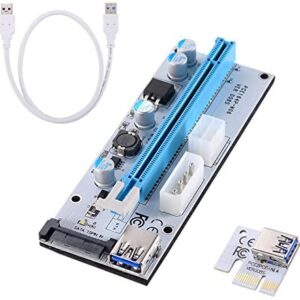 Mhuan Mining Board Set PCI-E Riser Board 1x to 16x Adapters USB Ports 3.0 Graphics Extension Cable VER 008S Mining Extender Board for Bitcoin Miner Ethereum Mining