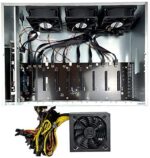 BsCom Mining Rig, 8 GPU Complete Miner Rig, Mining Machine System for Crypto Coin Currency Mining, GPU Miner Including Motherboard (Without GPU), CPU, SSD, RAM, PSU, Case with Cooling Fans