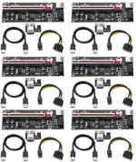 BEYIMEI PCI-E 1X to 16X Riser Card, with 0.6 m USB 3.0 Extension Cable & 6PIN SATA Power Cable - GPU Extender Riser Card - for Bitcoin Ethereum Mining ETH (VER009S,6 Pack)