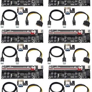 BEYIMEI PCI-E 1X to 16X Riser Card, with 0.6 m USB 3.0 Extension Cable & 6PIN SATA Power Cable - GPU Extender Riser Card - for Bitcoin Ethereum Mining ETH (VER009S,6 Pack)