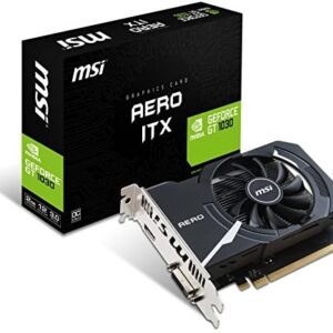 MSI NVIDIA GEFORCE GT 1030 AERO ITX 2G OC Graphics Card 2 GB GDDR5, 1518 MHz, mini ITX Design, HDMI, DVI-D, Single Fan Cooling System, Black