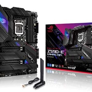 ROG Strix Z590-E Gaming WiFi 6E LGA 1200(Intel 11th/10th Gen) ATX Gaming Motherboard (PCIe 4.0, 14+2 Power Stages, DDR4 5333+, Dual Intel 2.5 Gb LAN,Thunderbolt 4, 4xM.2/NVMe SSD and Aura RGB)