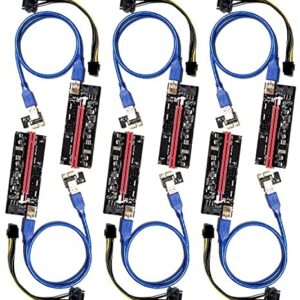 6-Pack MintCell VER 009S Multi-Power 16x to 1x Powered Riser Adapter Card 60cm USB 3.0 Extension Cable - GPU Riser Adapter - Mining Ethereum ETH Zcash ZEC Monero XMR