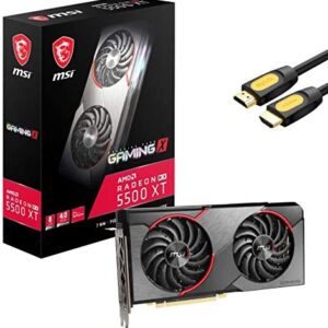 MSI Radeon RX 5500 XT Gaming X  Graphics Card 8GB 128-Bit GDDR6 PCI Express 4.0 DirectX 12 HDCP Ready Supremely Silent TORX Fan 3.0 1x HDMI 2.0b 3X DisplayPort 1.4 w/ Mytrix HDMI Cable