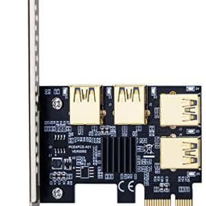 Mailiya Latest 4 in 1 PCIe Riser Adapter Board PCI-E 1x to 4 USB 3.0 PCI-E Rabbet GPU Riser Extender - Ethereum ETH/Monero XMR/Zcash ZEC Miner Mining (4 in 1)