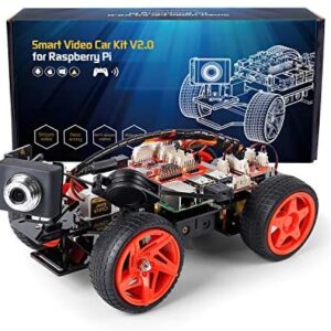 SunFounder Smart Video Car Kit V2.0 PiCar-V Robot Kit Raspberry Pi 4 Model B 3B+ 3B 2B Graphical Visual Programming Language,Video Transmission,Remote Control by UI on Windows Mac Web Browser