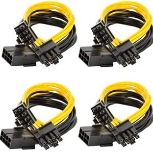 Xhwykzz 8 Pin PCI-E to 2 PCI-E 8 Pin (6 Pin + 2 Pin) Power Cable, Splitter PCI Express Graphics Card Connector PC Power Cable GPU Graphics Video Card Wire (4/Pack 12 Inches