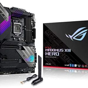 ROG Maximus XIII Hero (WiFi 6E) Z590 LGA 1200(Intel11th/10th Gen) ATX Gaming Motherboard (PCIe 4.0, 14+2 Power Stages, DDR4 5333+, Dual 2.5Gb LAN,Thunderbolt 4 onboard, 4X M.2/NVMe SSD, Aura RGB)