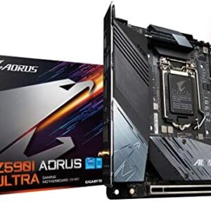 GIGABYTE Z590I AORUS Ultra (LGA 1200/Intel Z590/Mini-ITX/Dual M.2/PCIe 4.0/USB 3.2 Gen2X2 Type-C/Intel WiFi 6/Intel i225V 2.5GbE/ Gaming Motherboard)