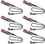 Relper-Lineso 6 Pack Latest PCI-E Riser Express Cable 16x to 1x (6P / 4P / SATA) with Led Graphics Extension Ethereum ETH Mining Powered Riser Adapter Card+60cm OD5.5 USB 3.0 Cable SU-103D