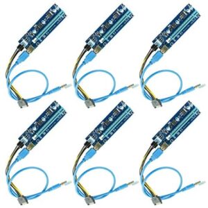 PCI-E Riser,Powered Riser Adapter Card,PCIE VER 006C 6-pin 16x to 1x,6PIN PCI-E to SATA Power Cable,Ubit Riser Card for Bitcoin/Litecoin/ETH Coin - GPU Riser Adapter - Ethereum Mining (6Pack)