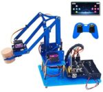 KEYESTUDIO 4DOF Metal Robot Arm Starte Kit for Arduino, Electronic Coding Robotics Arm DIY Set for Kids & Adults, Support PS2 Joypad Control, Bluetooth Remote Control by Android/iOS App PC