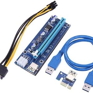 VELIHOME PCI-E Riser Card,1x to 16x Adapter Card 6-Pin PCI-E to SATA Power Cable,GPU Riser Adapter,USB 3.0 VER 009S Mining Extender Board for Bitcoin