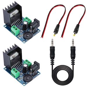 DAOKI 2PCS TDA7297 15W+15W Audio Power Amplifier Module DC 6-18V Dual-Channel Digital Stereo Audio Power Amplifier Board for DIY with 2PCS DC Power Cable，3.5mm Audio Jack Cable