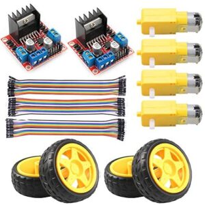 KeeYees L298N Motor Drive Controller Board Stepper Motor Control Module Dual H-Bridge with DC Motor and Smart Car Wheel Compatible with Arduino