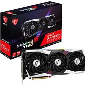 MSI Gaming Radeon RX 6900 XT Boost Clock Up to 2340 MHz 256-bit 16GB GDDR6 DP/HDMI Triple Torx 4.0 Fans FreeSync DirectX 12 VR Ready RGB Graphics Card (RX 6900 XT Gaming X Trio 16G)