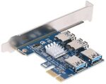 XT-XINTE PCIe 1 to 4 PCI-Express 16X Slots Riser Card PCI-E 1X to External 4 PCI-e USB 3.0 Adapter Multiplier Card for Bitcoin Miner