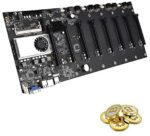 Mining Machine Motherboard, Mining Motherboard CPU 8 Video Card Slots DDR3 Memory Integrated, VGA Interface Low Power Consume for Mining Machine (BTC-T37)