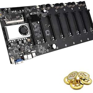 Mining Machine Motherboard, Mining Motherboard CPU 8 Video Card Slots DDR3 Memory Integrated, VGA Interface Low Power Consume for Mining Machine (BTC-T37)