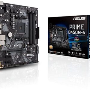 ASUS Prime B450M-A/CSM AMD AM4 (3rd/2nd/1st Gen Ryzen Micro-ATX commercial motherboard (1Gb LAN, ECC Memory, D-Sub/HDMI/DVI-D, TPM header, COM port, ASUS Control Center Express)