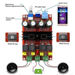 High Power Digital Amplifiers Board TDA3116D2 Two Channel Audio Amplifier Board 12-24V 100Wx2