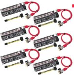 PCIE Riser 1X to 16X Graphics Extension for GPU Mining Powered Riser Adapter Card, 8 Capacitors, 60cm USB 3.0 Cable, 6PIN Power Option (VER 009S Plus, 6-Pack) Black Swan Mining