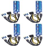 Optimal Shop PCI Express 16x to 1x Powered Riser Adapter Card w/60cm USB 3.0 Extension Cable and 6-Pin PCI-E to SATA Power Cable-GPU Riser Extender Cable-Ethereum Mining ETH(4 Pack 6 Pin)