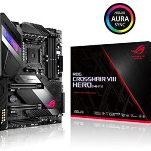 ASUS ROG X570 Crosshair VIII Hero (Wi-Fi) ATX Motherboard with PCIe 4.0, on-Board WiFi 6 (802.11Ax), 2.5 Gbps LAN, USB 3.2, SATA, M.2, Node and Aura Sync RGB Lighting